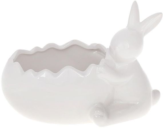 Вазон інтерєрний Кролик біля яйця White 19х12х13см ceramic
