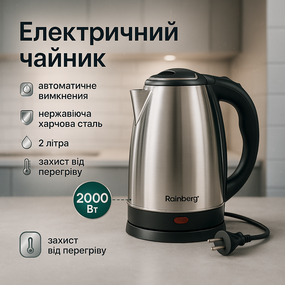 Красивый чайник кухонный Rainberg, Удобный электрический чайник для кухни Хороший электронный LT-99
