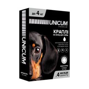 Краплі від бліх та кліщів на холку для собак Unicum premium 0-4 кг (імідаклоприд)/10