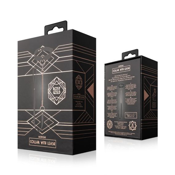 Нашийник з повідцем Rosy Gold - Collar with Leash - Black | Зображення 2