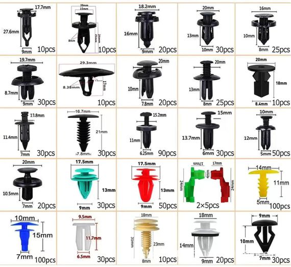 Набор автомобильных клипс 925 шт с органайзером, пластиковые зажимы для авто креплений обшивки дверей, бампера | Зображення 1