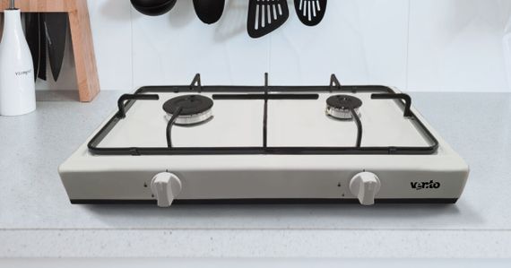 Настольная газовая плита две конфорки VENTOLUX HGT 620 ES (WH) белая