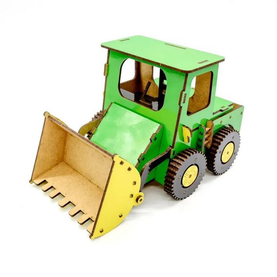 Дитячий дерев'яний 3D конструктор "Бульдозер" Puz-26918, 91 деталь | Зображення 4
