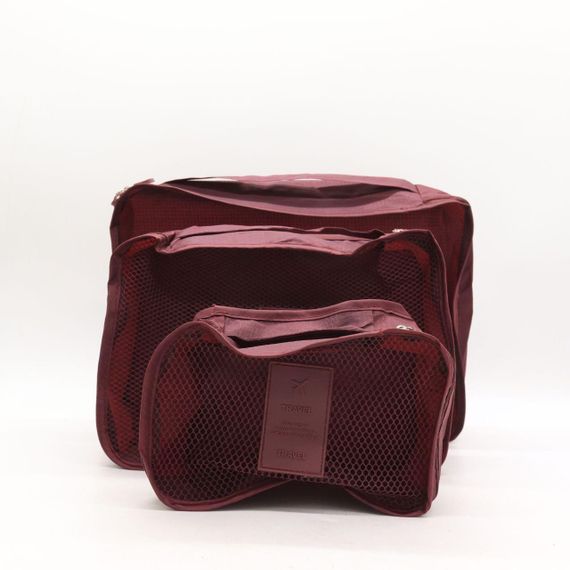 Набір дорожніх органайзерів для речей 6 шт, Secret Pouch, Бордовий / Органайзери для подорожей | Зображення 5