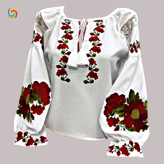 Рубашка Украинская вышиванка  31856 цвет белый размер XXXL