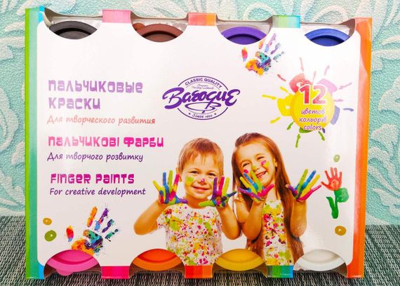 Пальчиковые краски 12 цветов | Пальчикові фарби 12 кольорів | Набір для творчості | | Зображення 3