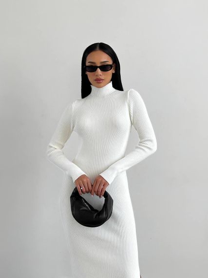 Платье MAXI длинное приталенное с разрезом молочное 🖤🔥 XL | Зображення 6