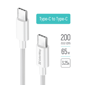 Кабель USB PD Type-C/Type-C ColorWay CW-CBPDCC056-WT 3,0A 65W 2м білий