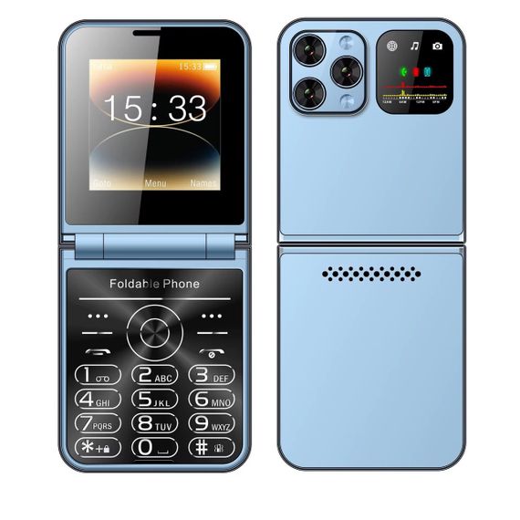 Кнопковий мобільний телефон розкладачка AIEK I16 Max на 4 сім карти Blue