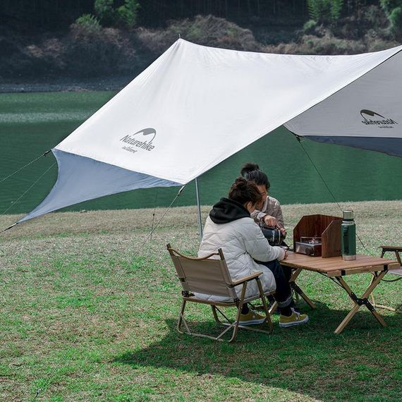 Тент для кемпінгу Naturehike Hexagon NH16T013-S, 150D / Silver Coated, 520*460 см, сіро-блакитний (з двома стійками) | Зображення 2