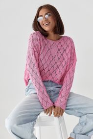 Жіночий джемпер із ажурної в'язки - рожевий цвет, ONE SIZE (є розміри)
