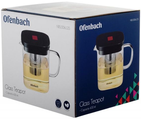 Чайник скляний заварювальний Ofenbach 600мл зі знімним ситечком (0612s) | Зображення 7