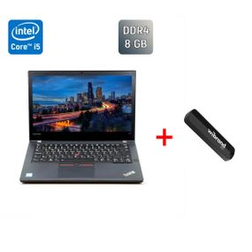Ультрабук Lenovo ThinkPad T470 / 14" (1920x1080) IPS / Intel Core i5-6300U (2 (4) ядра по 2.4 - 3.0 GHz) / 8 GB DDR4 / 256 GB SSD / Intel HD Graphics 520 / TouchID / Windows 10 б/в + Подарунок Флеш-накопичувач USB 32 ГБ