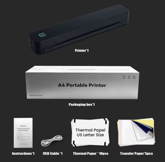 Бездротовий портативний термопринтер А4 | Зображення 1