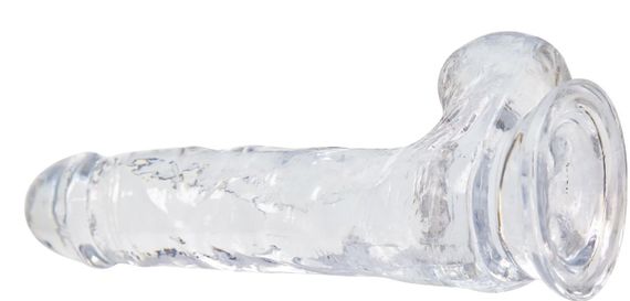 Прозрачный фаллоимитатор на присоске ADDICTION — Clear Dildo with Balls 8″, вибропуля в подарок Sex Aura | Зображення 3