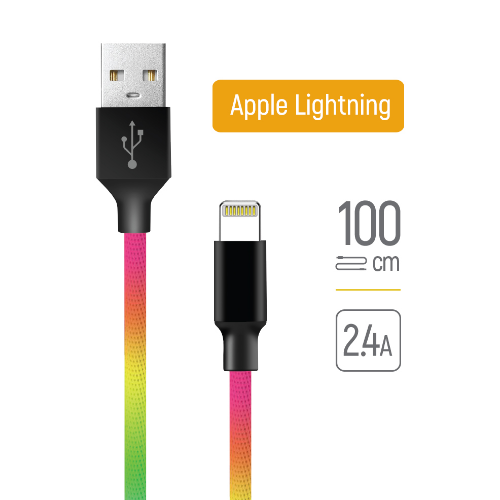 Кабель USB Lightning ColorWay CW-CBUL016-MC 2,4A 1м різнокольоровий | Зображення 3