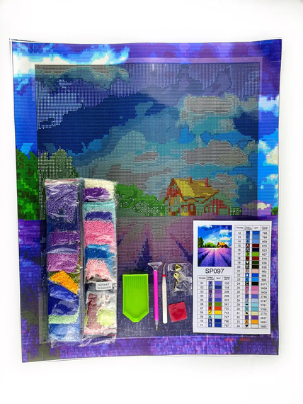 Алмазна мозаїка Лавандове поле 40х50 см ColorArt SP097 | Зображення 2