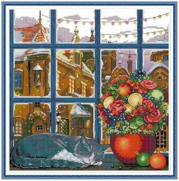 Набор для вышивания по нанесённой на канву схеме "Winter Dream". AIDA 14CT printed 41*41 см