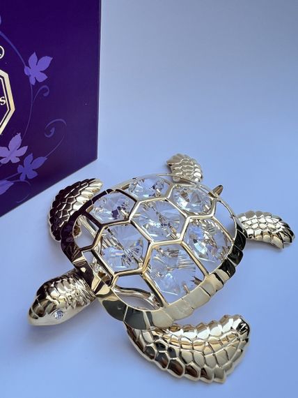 Кришталева мініатюра ручної роботи зі стразами Swarovski: Океанічна черепаха, 10 см