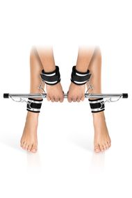 Фиксатор для рук и ног Fetish Tentation Submission bar with 4 cuffs, Серебристо-черный