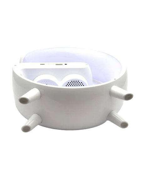 Настольная лампа-ночник Led Wireless Charging Speaker Google G11 (8527) 15W  беспроводная с колонкой, радио, будильником и беспроводной зарядкой White | Зображення 8