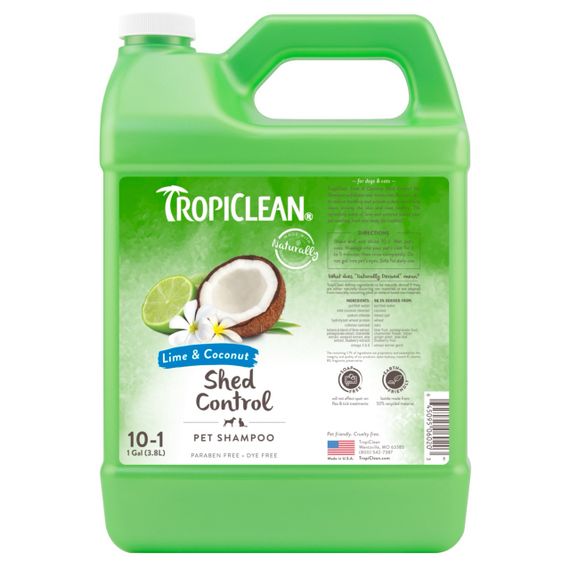 Шампунь с лаймом и кокосом для ускорения линьки у собак и котов TropiClean Shed Control, 3.79 л