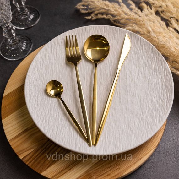 Набір столових приборів 24 предмети набір ложок виделок і ножів на 6 персон Золотистий HP-20-43 | Зображення 3