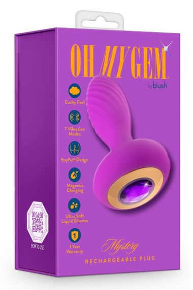 Анальний вібратор зі стразом Blush Oh My Gem Charm Amethyst колір фуксія Sex Aura | Зображення 7