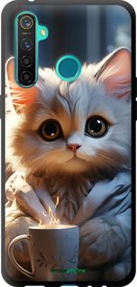 Чохол на Realme 5 Pro Білий кіт "5646b-1861-2448"