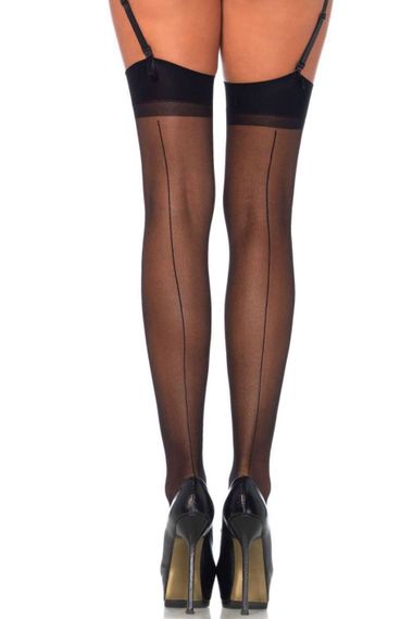 Панчохи під пояс зі швом ззаду Leg Avenue Sheer backseam stockings One Size Чорні | Зображення 9