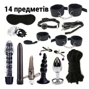 БДСМ набір для фіксації та стимуляції 14 предметів Чорний
