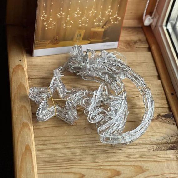 Гірлянда штора 10 ниток зірки та Місяць від USB SF-45 Теплий білий