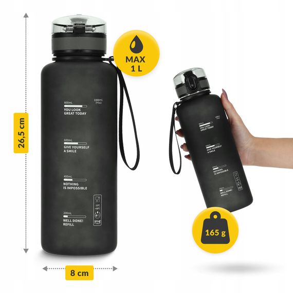 Пляшка для води спортивна 4FIZJO 1000 мл Black (P-5905973403788) | Зображення 7