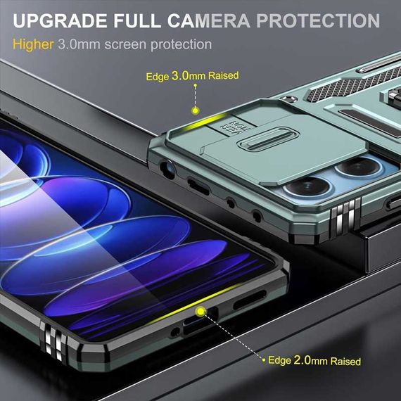 Ударопрочный чехол Camshield Army Ring для Xiaomi Redmi 12 / Poco M6 Pro 5G Зеленый / Light Green | Зображення 1