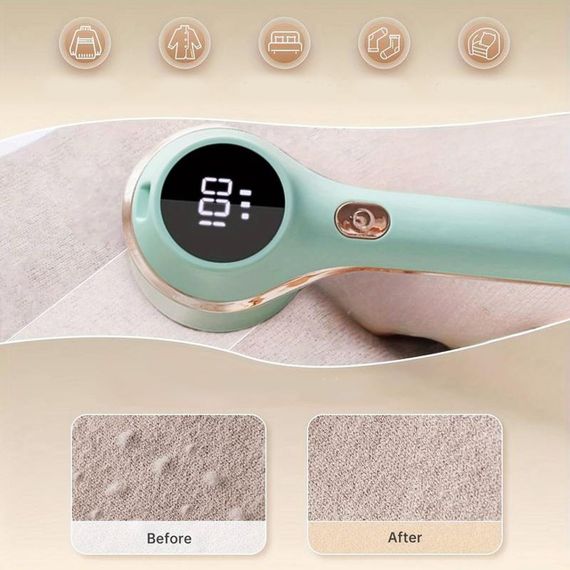 Машинка для видалення катишків з одягу, з USB, HAIR BALL, Зелена / Акумуляторна машинка від ковтунців з LED дисплеєм | Зображення 8