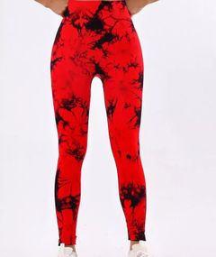 Легінси жіночі спортивні з пуш-ап Tie Dye 18902 M червоний мармур