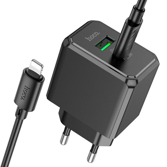 Набір СЗУ HOCO CS14A+кабель Lighting, 1xUSB+1xUSB-C, PD20W+QC3.0, кабель 1м | Зображення 1