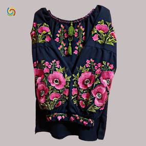 Рубашка Украинская вышиванка  32212 цвет чёрный размер M