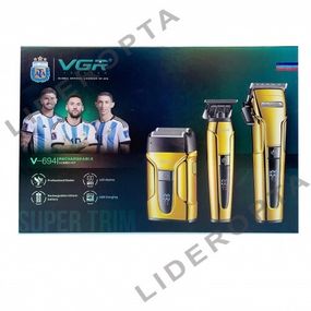 Комплект VGR 3 в 1 GOLD аккумуляторная машинка для стрижки, триммер і електробритва шейвер (45692-V-694 GOLD_1802)