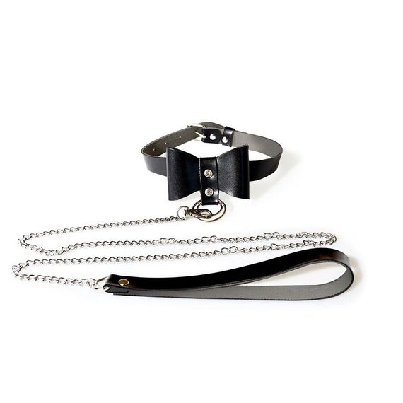 Чокер с поводком Art of Sex - Butterfly черный, экокожа sexstyle