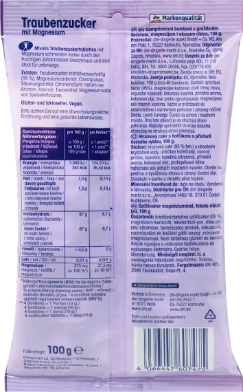 Льодяники Mivolis з магнієм і смородиновим смаком для підтримки енергії, імунітету та м’язів, 100 гр., Німеччина | Зображення 2
