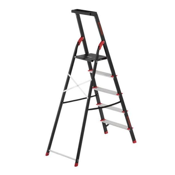 Драбина 5 сход., лоток для інвентарю, сталевий профіль, висота верхньої сход. 1,06 м INTERTOOL LT-0055 | Зображення 1