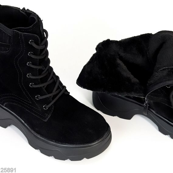 Черные зимние высокие замшевые ботинки берцы доступная цена | Зображення 3