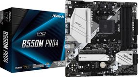 ASRock B550M Pro4 (AM4/B550, 4*DDR4, 2xPCIex16, DP/HDMI/VGA, 6xSATA, 3xM.2, GLan, 7.1ch, mATX)