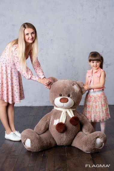 Мишка с латками плюшевый Yarokuz Джозеф 140 см Капучино | Зображення 2