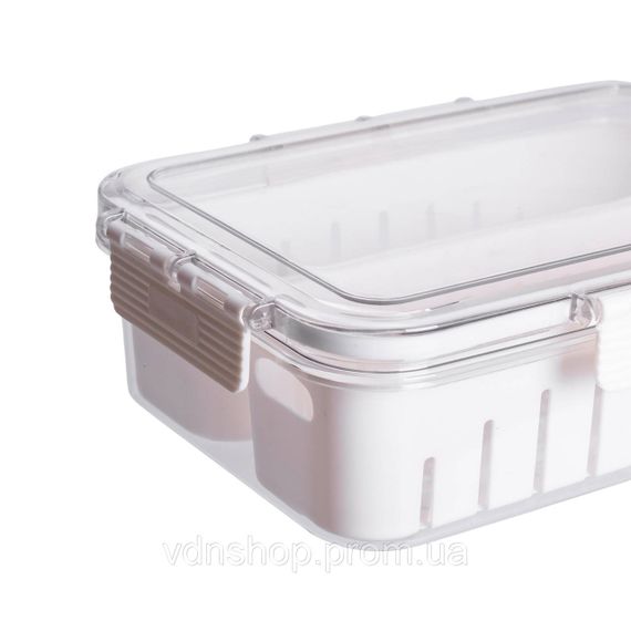 Контейнер для їжі з 2 відсіками 23.5х17х7 см судок для їжі пластиковий 1.4 л Білий HP-27-11 | Зображення 4