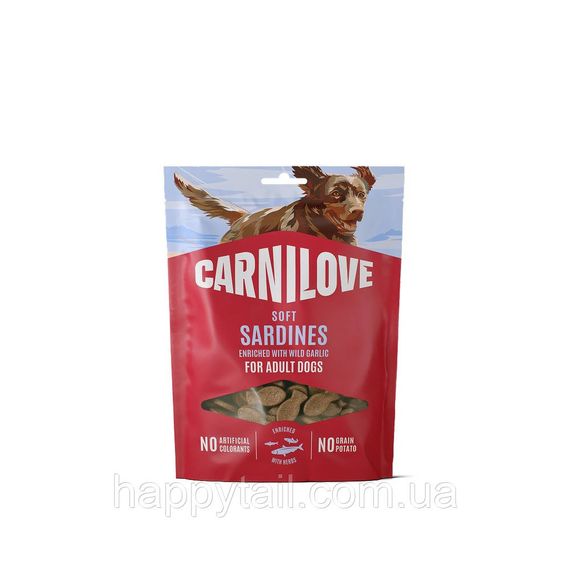 Мягкое лакомство для собак Carnilove Soft Snack с сардиной и диким чесноком — беззерновые снеки 200 г