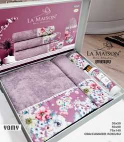 Подарочный набор бамбуковых полотенец La Maison, 3 шт. с ароматом Yomy