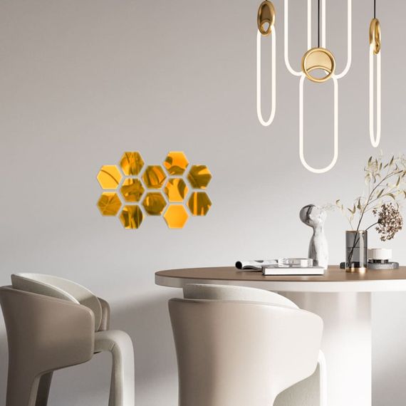 Дзеркальний декор акриловий самоклеючий 80*70мм золото, 12шт(D) SW-00002515 | Зображення 4