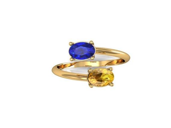 Женское кольцо из желтого золота с фианитами 18.5 | Зображення 4